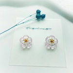 【選べるピアス・イヤリング】ガラスのお花 桜×ゴールド