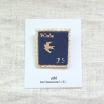 陶土の切手ブローチ『とり』