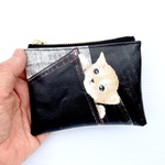 130321様専用品❤️ブラックデニムポケットねこ😻　便利ラミネート ミニポーチ　10cmファスナー
