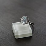 アクアマリン　CZフラワーフレームリング　SILVER925
