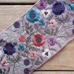 70㎝カット済【インド刺繍リボン】シルク　刺繍　リボン　りぼん   【ピンクベージュ】