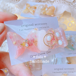 【New】Flowerちょうちょのヘアクリップ　ハンドメイドレジン　押し花　ヘアクリップ　ヘアアクセサリー　お花ヘアクリップ　春　パステルカラー　蝶々　ちょうちょ