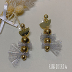 RUKIRIRIA #745 ゴールド×オーロラPVCフリルピアス  大ぶりピアス 大ぶりイヤリング 