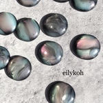 【再販】6個/シェル風ダークカラーグラデーションカボション　16mm CA18