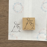 【お散歩おんなのこ】イラストはんこ　3cm角　ラバースタンプ