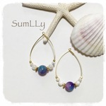 グラデーションジェイドのフープピアス