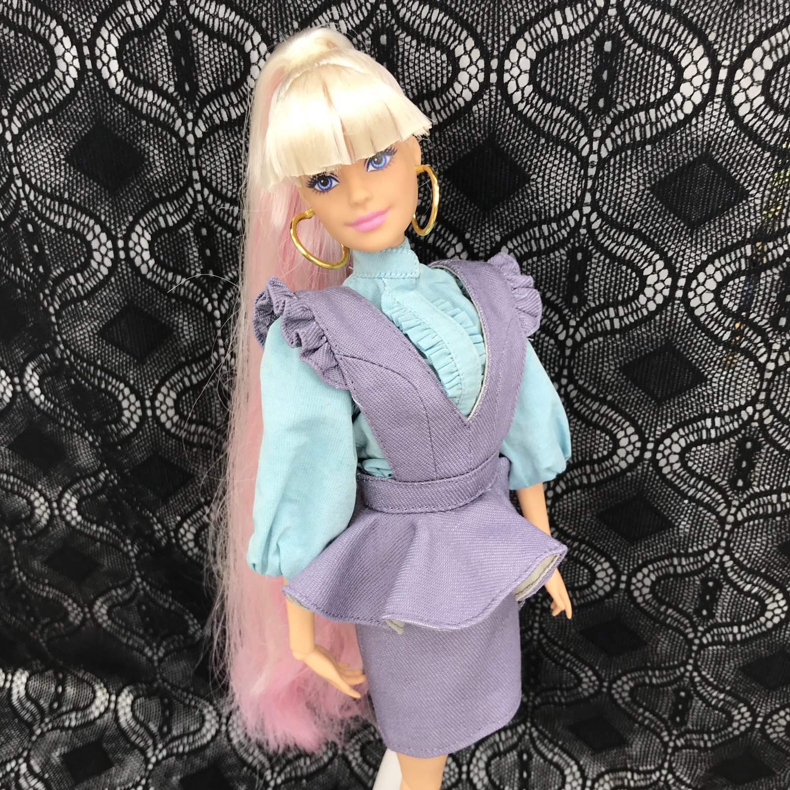 リカちゃん/ブライスサイズのサーキュラースカート 黒 - バーバラ洋装