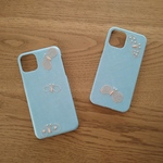 *受注製作*ミナペルホネン*choucho*ライトブルー×ベージュ*mina perhonen*iPhoneケース*iPhoneカバー*スマホケース*スマホカバー