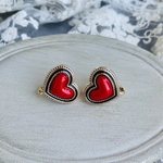 アンティークボタン　イヤリング　ハート