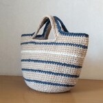 オーダー主様専用　麻ひもバッグ　ナチュラル   紺×白のボーダー