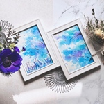 【水彩画＊インテリア絵画】青の葉【ポストカードサイズ＊2点セット】