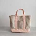 帆布トートバッグL アイボリー×シェルピンク 倉敷帆布