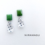 square cabochon＊dot charm pierce