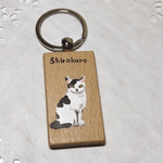 白黒猫のキーホルダー　猫のキーホルダー　猫キーホルダー　木製キーホルダー