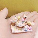 ミニチュア　うさぎさん達のイースター　ハンドメイド