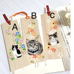 猫のしおり　　キジトラ・三毛猫・白黒猫（各1）手描き