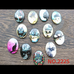 NO.2225 ガラスオーバル猫カボション　12種セット