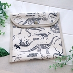 🦕恐竜柄 オフホワイト 折り紙ケース 文房具ケース お道具袋 新学期