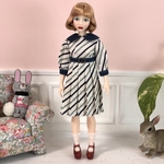 m031 プリーツスカートワンピース しましま青