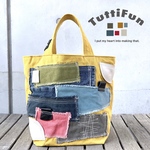 tuttifun＊デニムと帆布の黄色バック