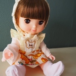 メルちゃん様ボンネット　手編み　コットン100