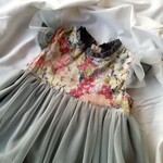 【リバティ生地♡フォーマル着にオススメ♡】お洒落なチュールの花柄ワンピース（80㎝〜）