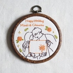 【イラストデータ付】線画刺繍の壁掛け　受注/オーダーメイド