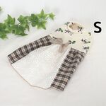 【完成品S】ブルーベリーワッフルのレースワンピース　完成品　小型犬服