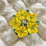 菜の花のつまみ細工 ブローチ＆ヘアクリップ