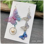 和風・虹色の蝶/ステンドグラス/ピアス/ノンホールピアス