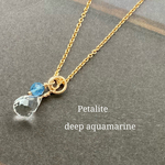【絶対お勧め】👼ペタライトとディープブルーアクアマリンのヒーリングネックレス  14kgf