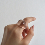 ぽってり シャンパンピンク ガラス リング  clear glass ring