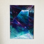 「Universe」SMサイズ（227×158mm）フローライト 蛍石 宝石 クリスタル 水晶 抽象画 絵画 アクリル画 壁面装飾 ギフト インテリア プレゼント アート 
