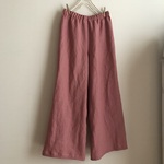 フレンチリネンバイオウォッシュ加工（コーラルレッド）で作ったワイドパンツ