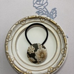 ②インド刺繍リボンヘアゴム  カーキ