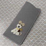 ワイヤーフォックステリア(グレー)刺繍メガネケース