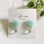 「mint drop」ビーズフラワーピアス/イヤリング   ミントカラー
