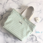 ラミネートトートバッグ(裏地無し) ロンドンストライプ柄 (アクア)