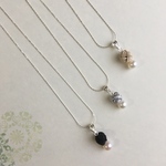 【ご注文品】　水引きと淡水パールのネックレスとピアス