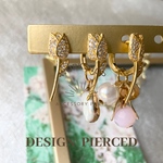 【2pcs】フラワージルコニアフープピアス　18kgpゴールド　