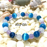 【再販×2💓】キャッツアイの爽やかリゾートブレスレット【A155】