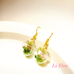 創作ピアス イヤリング 森のかけら ピンク