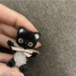 二足歩行　ベビーピンク黒猫ちゃん　モールアート　モールベア 