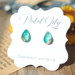 No.51530 ゴールド ミントグリーン 緑 シンプル 樹脂ピアス アレルギー対応 made by PISTOL LILY