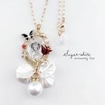🍰 Angel Shortcakes : 12 ✵ モノクロームの天使と薔薇のシェルフレーム ネックレス ・ ペンダント 