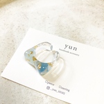 【韓国風】天然石  アクアマリン が入った 大ぶり スクエア型 リング/指輪  クリア