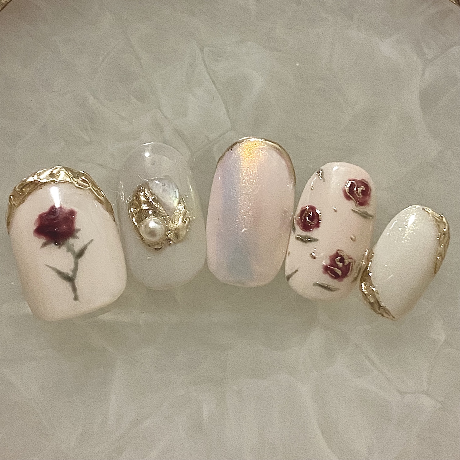 杖　鏡　お箸　コンパクトミラー　ネイルケアセット　薔薇　手描き　トールペイント コンパクトミラーセット 鏡 花柄 両面 | 薔薇雑貨とマットの卸販売