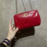 VINTAGE NINARICCI チェーンショルダーレザーバッニナリッチ  　ストーン　イヤリング  ブライダル　可愛い　結婚式　アンティーク  ヴィンテージ  ギフト　2023 ミニバッグ　夏