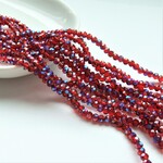 115個・3×4ｍｍ・ダークレッドメタリック・ファセットガラスビーズ・ボタンカット・23021714