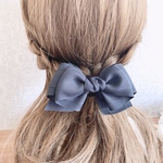 アリアリボン 織柄 濃紺 ネイビー リボンバレッタ  リボン ヘアアクセサリー 大人 バレッタ ポニーフック ヘアゴム 大人リボン 入学式 卒業式 発表会 結婚式 フォーマル